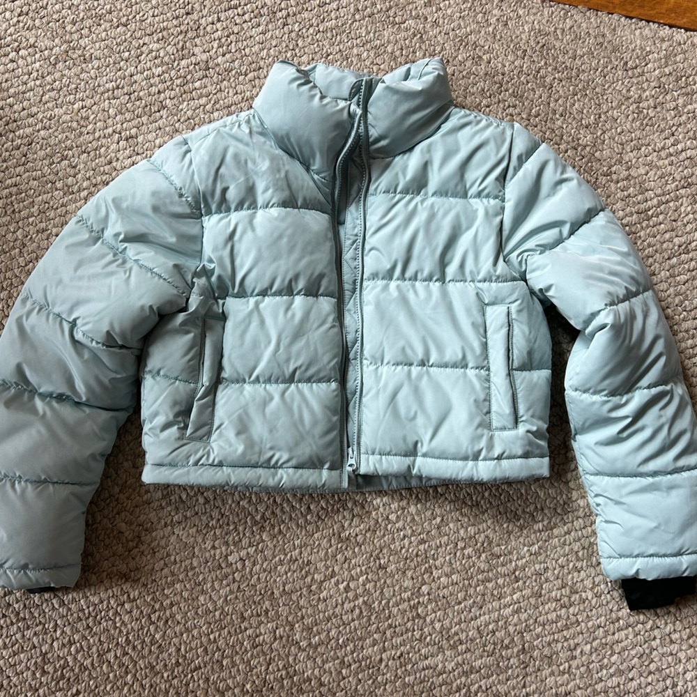 Sugar & Jade Kids Light Blue Cropped Puffer Jacket